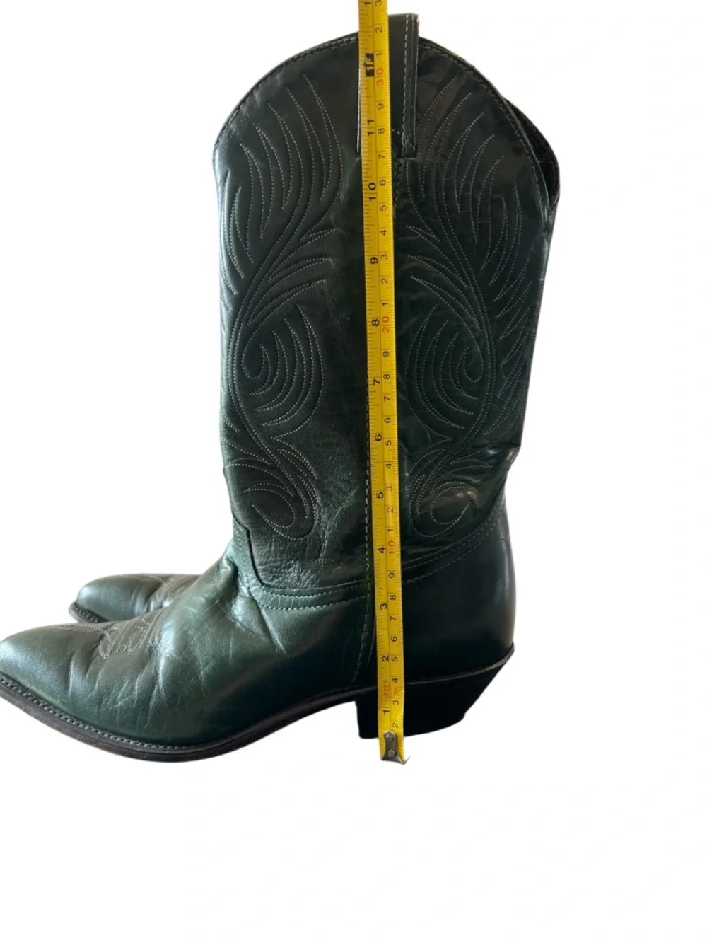 Vintage Code West Classic Women's Green Leather Western Heeled Boots - Picture 6 of 8